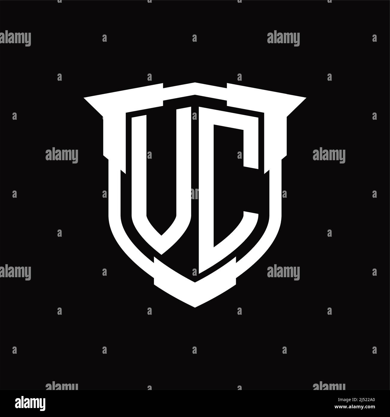 VC Logo monogram letter with shield shape design template Stock Vector ...