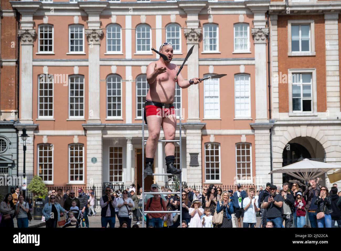 Street performers in Covent Garden, London. Stock Photo