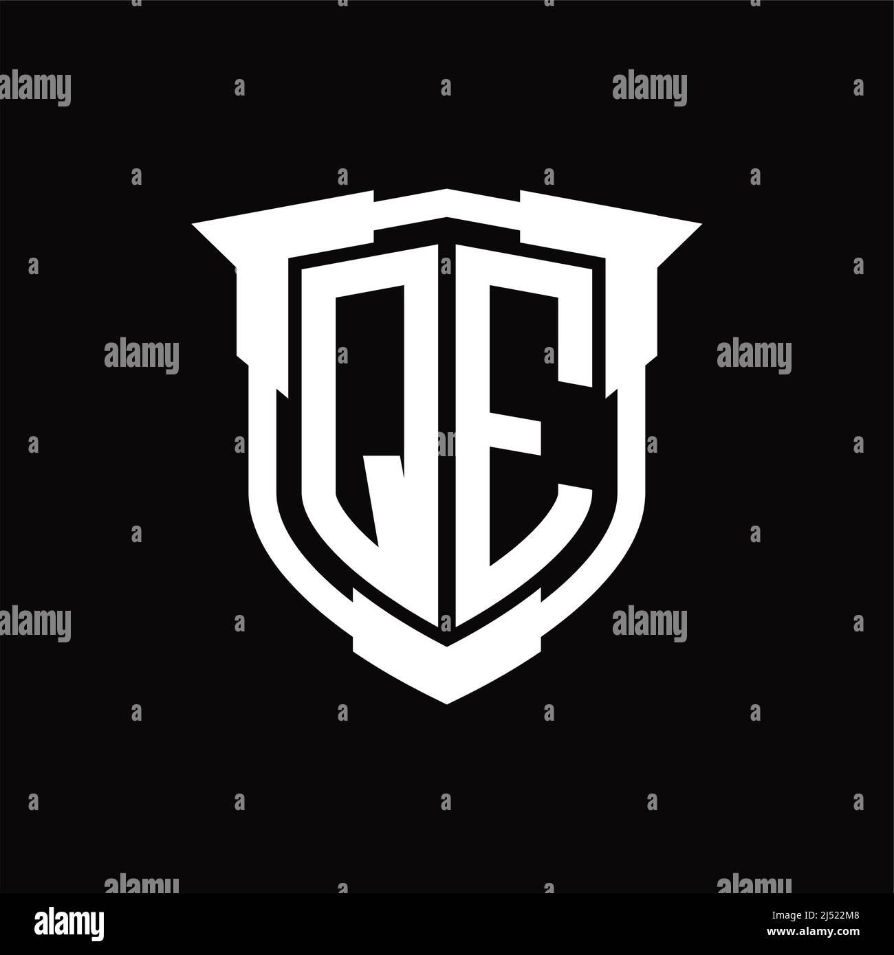 QE Logo monogram letter with shield shape design template Stock Vector ...