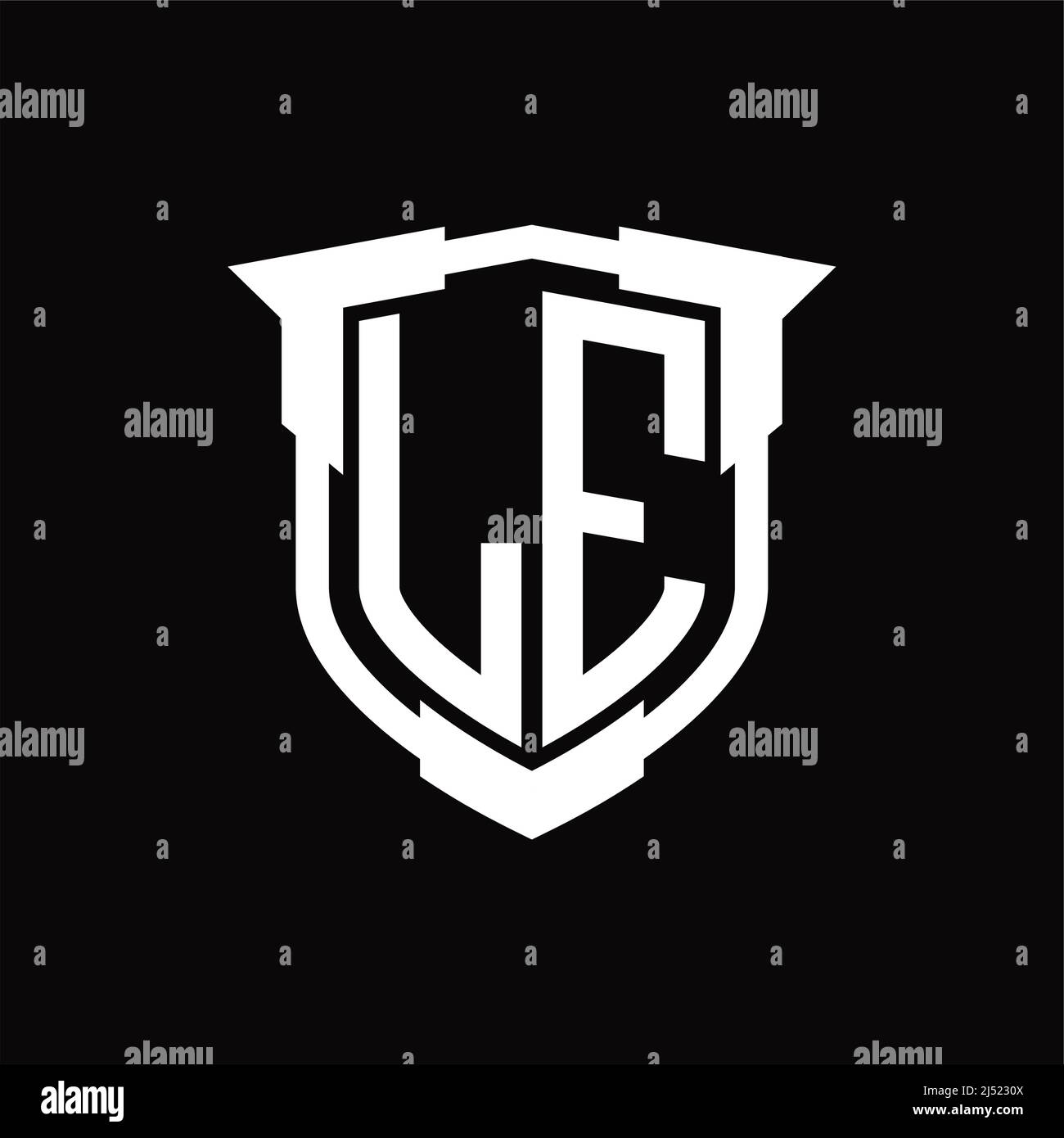 LE Logo monogram letter with shield shape design template Stock Vector ...