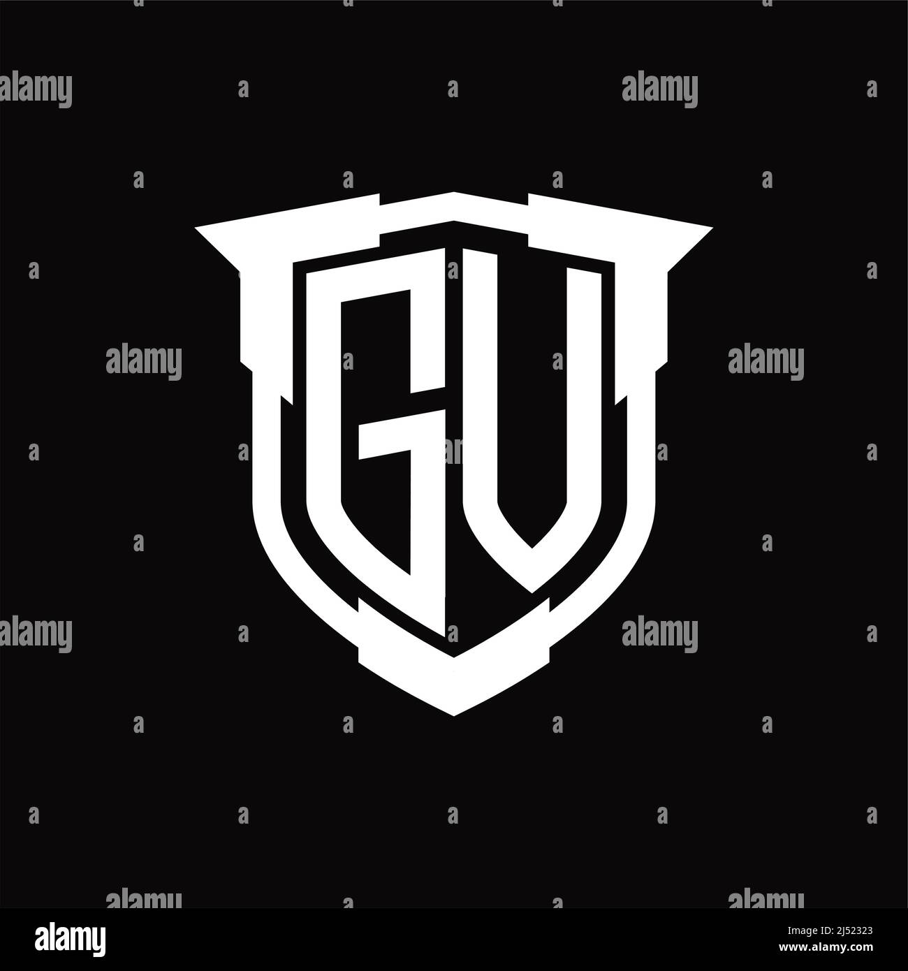 GV Logo monogram letter with shield shape design template Stock Vector ...
