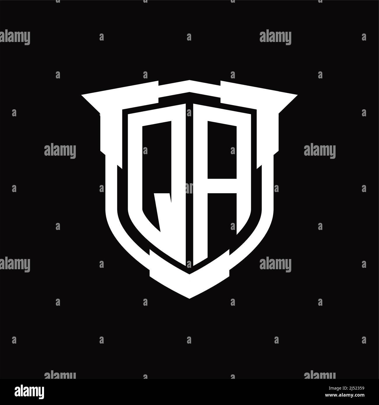 QA Logo monogram letter with shield shape design template Stock Vector ...