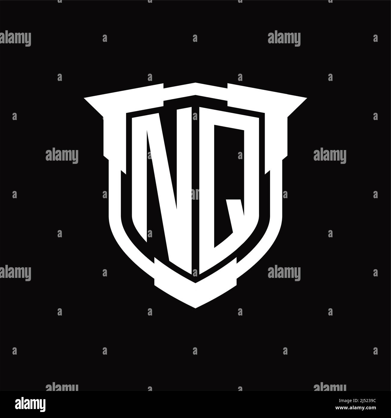 NQ Logo monogram letter with shield shape design template Stock Vector ...