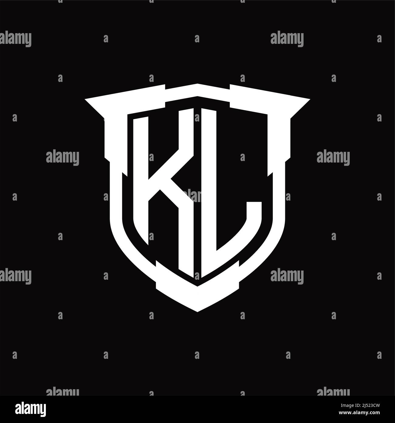 KL Logo monogram letter with shield shape design template Stock Vector ...