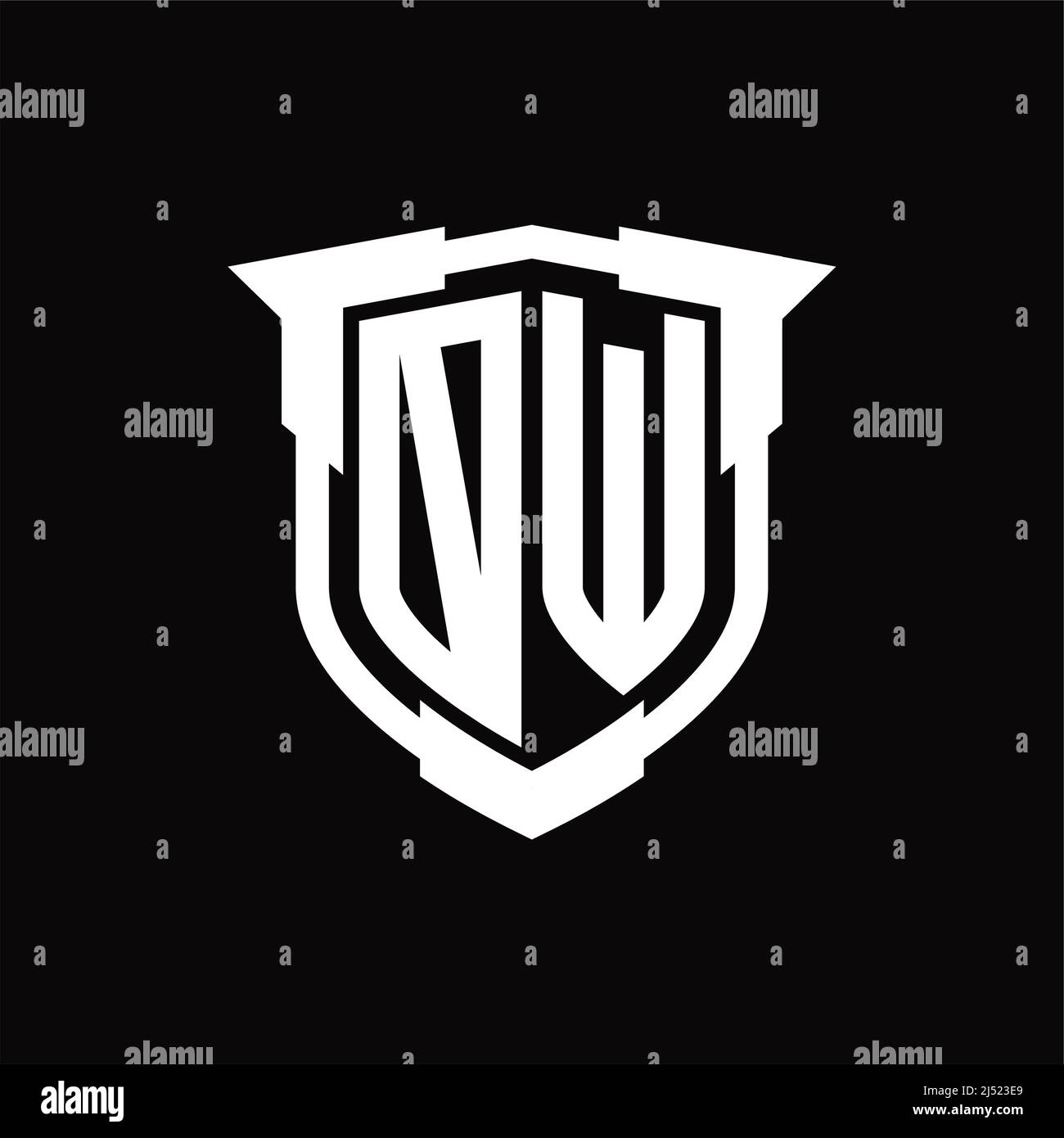 OW Logo monogram letter with shield shape design template Stock Vector ...