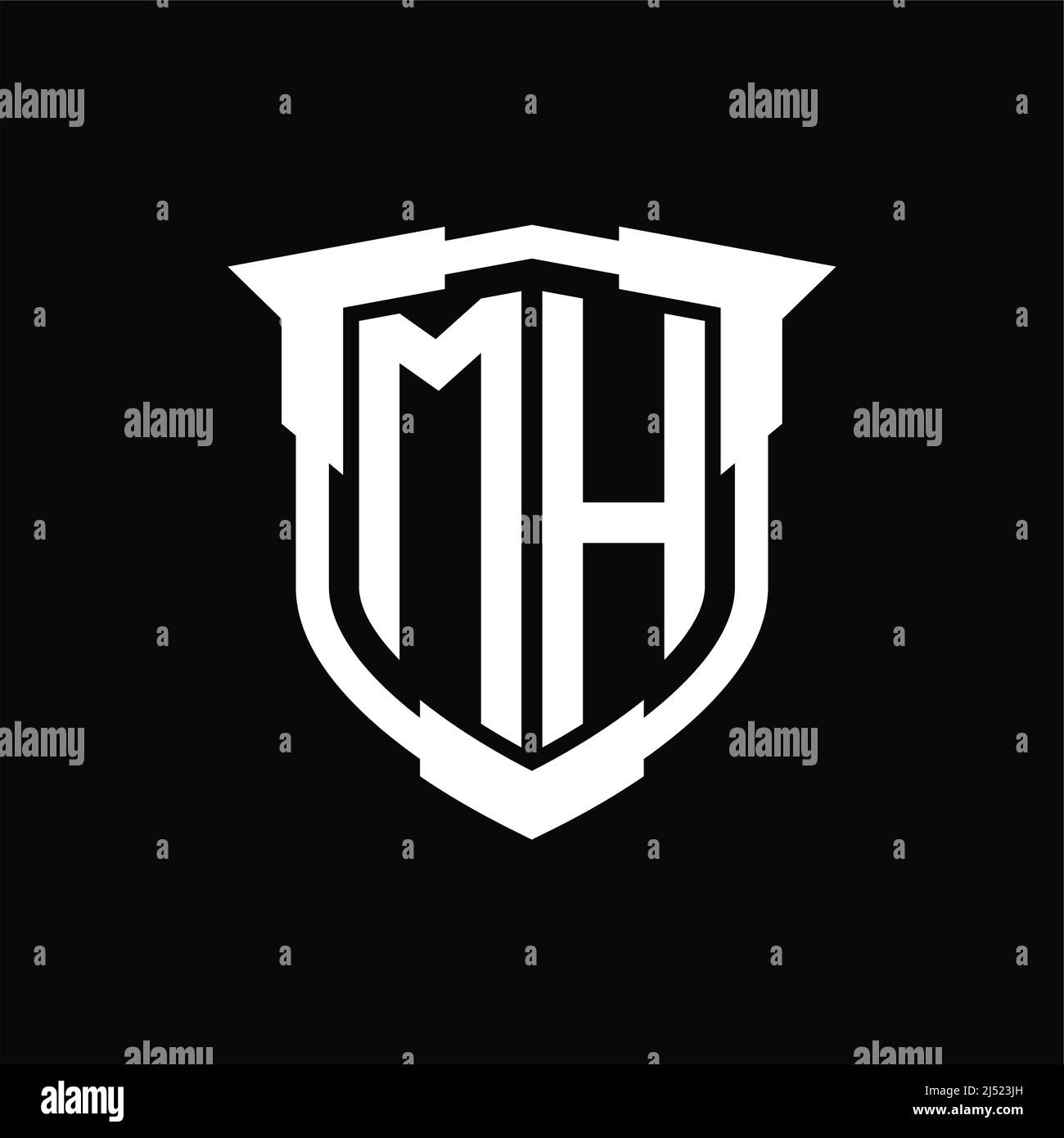 Mh Logo Monogram Letter With Shield Shape Design Template Stock Vector 