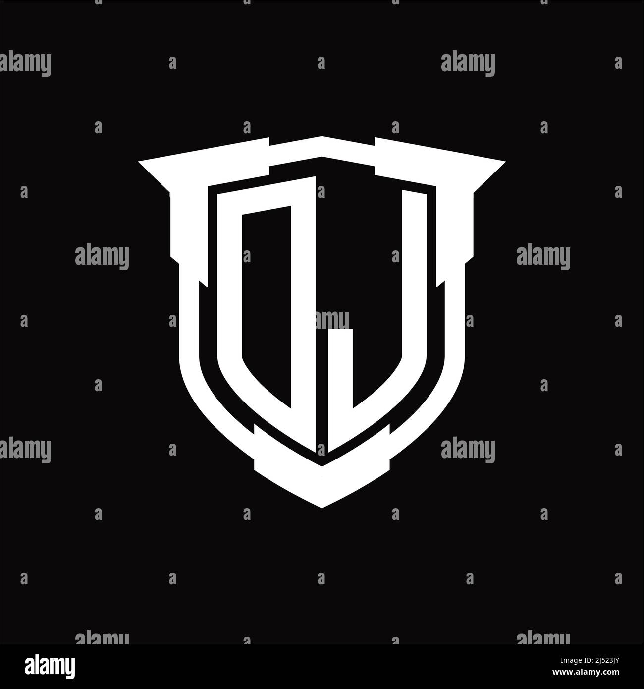 DJ Logo monogram letter with shield shape design template Stock Vector ...