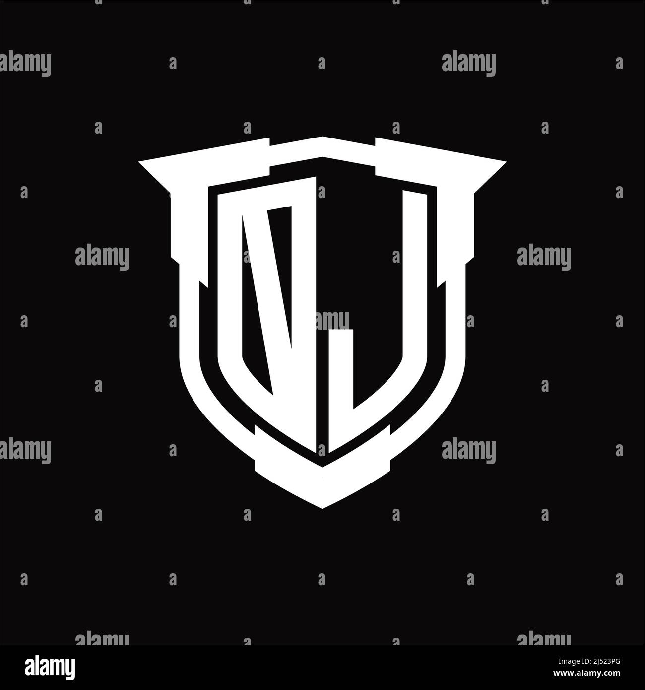 OJ Logo monogram letter with shield shape design template Stock Vector ...