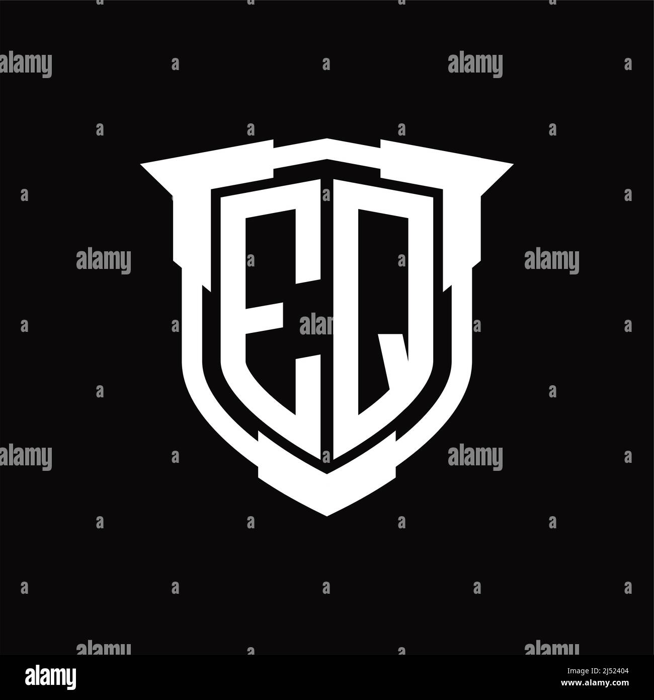 EQ Logo monogram letter with shield shape design template Stock Vector ...