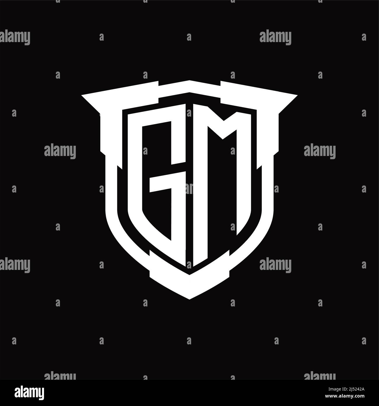 GM Letter Logo monogram simple hexagon shield shape isolated style design  template Stock Photo - Alamy