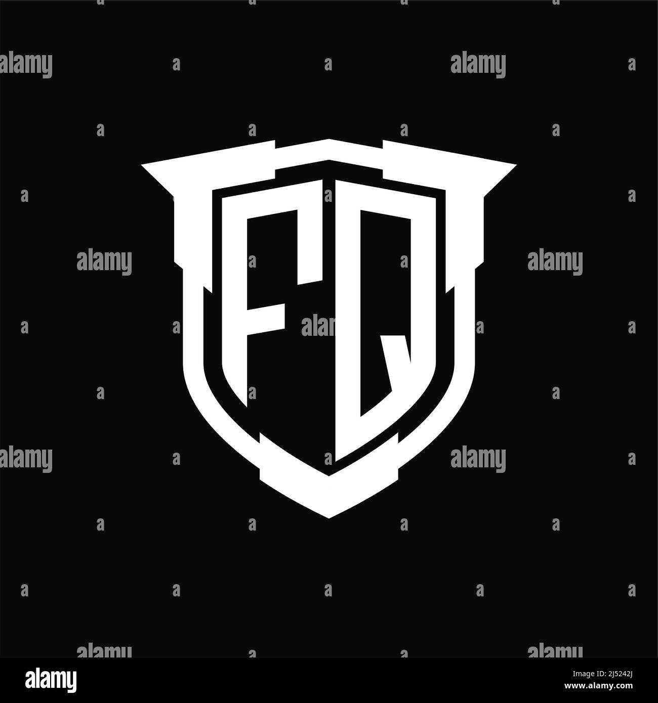 FQ Logo monogram letter with shield shape design template Stock Vector ...