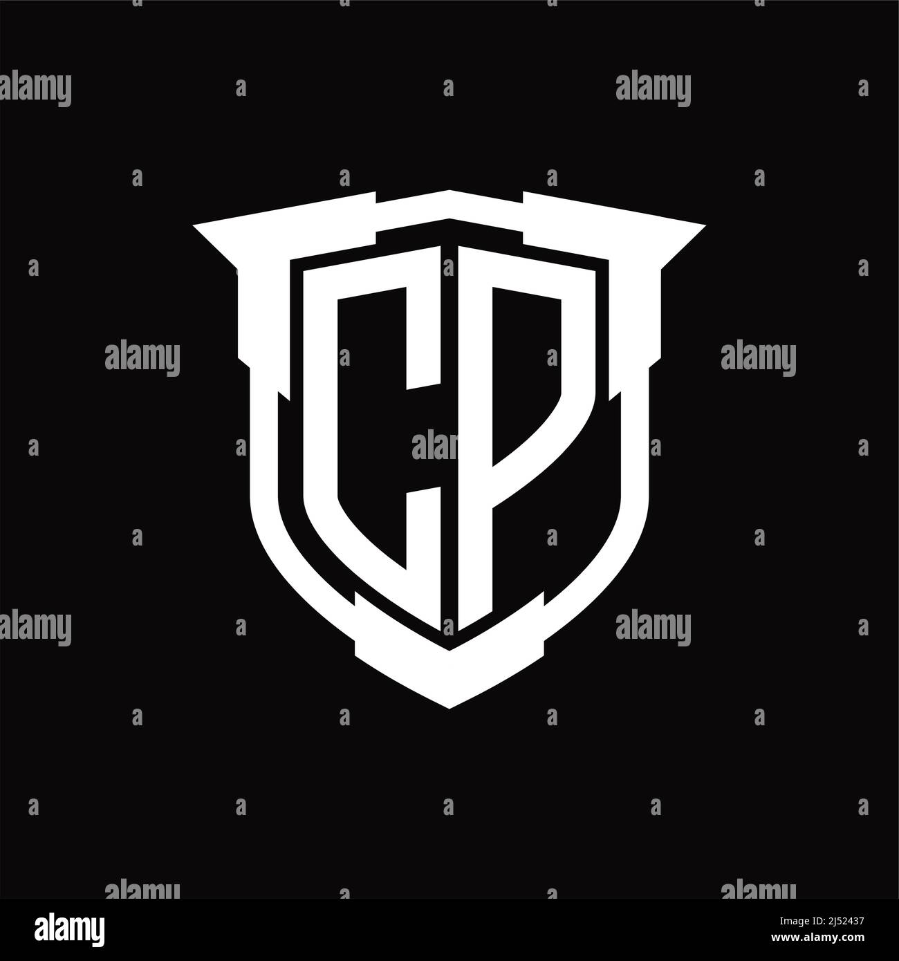 CP Logo monogram letter with shield shape design template Stock Vector ...