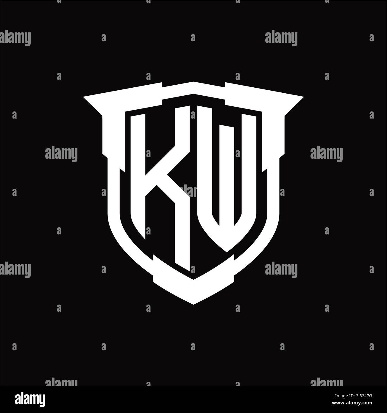 KW Logo monogram letter with shield shape design template Stock Vector ...