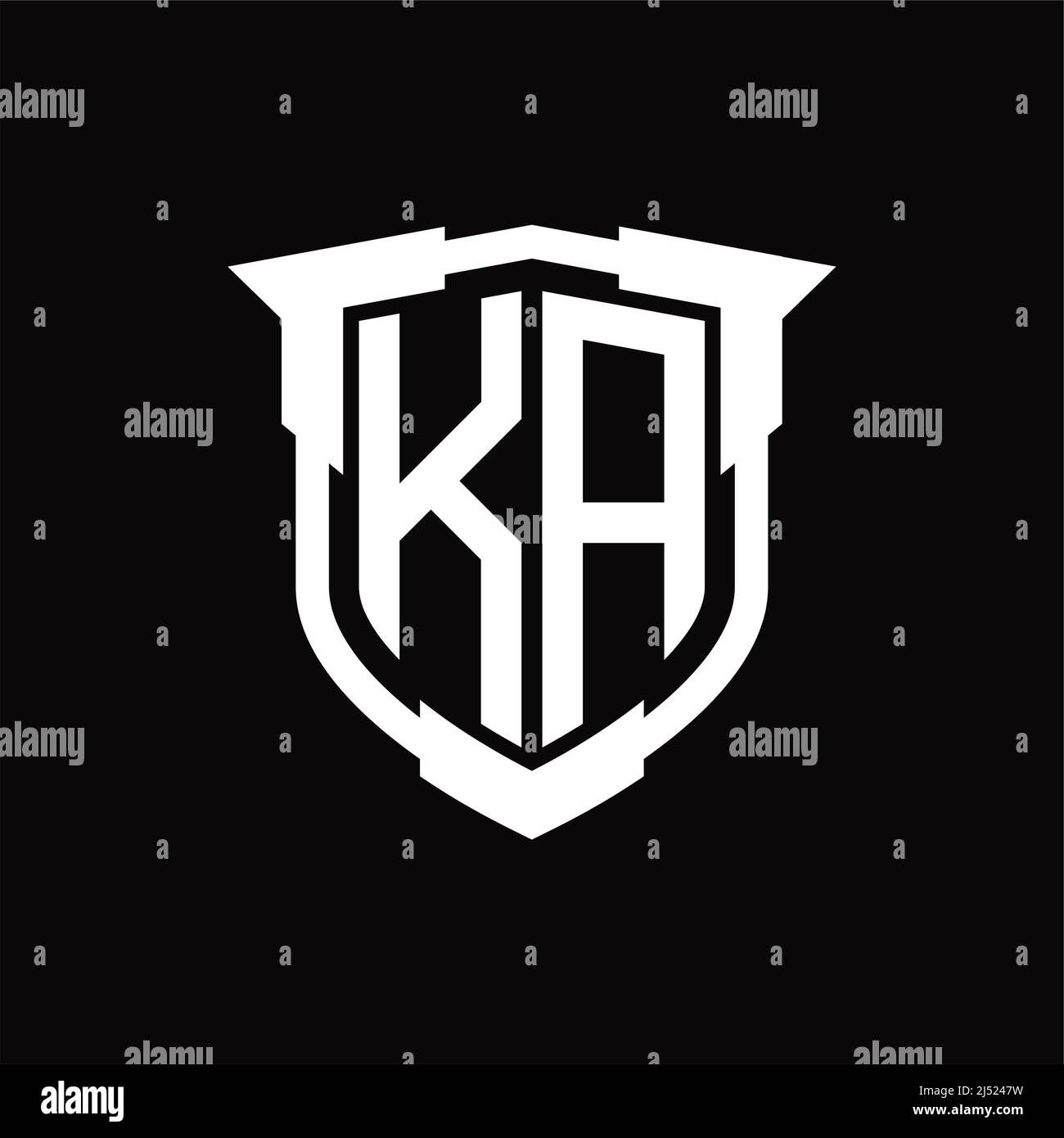 KA Logo monogram letter with shield shape design template Stock Vector