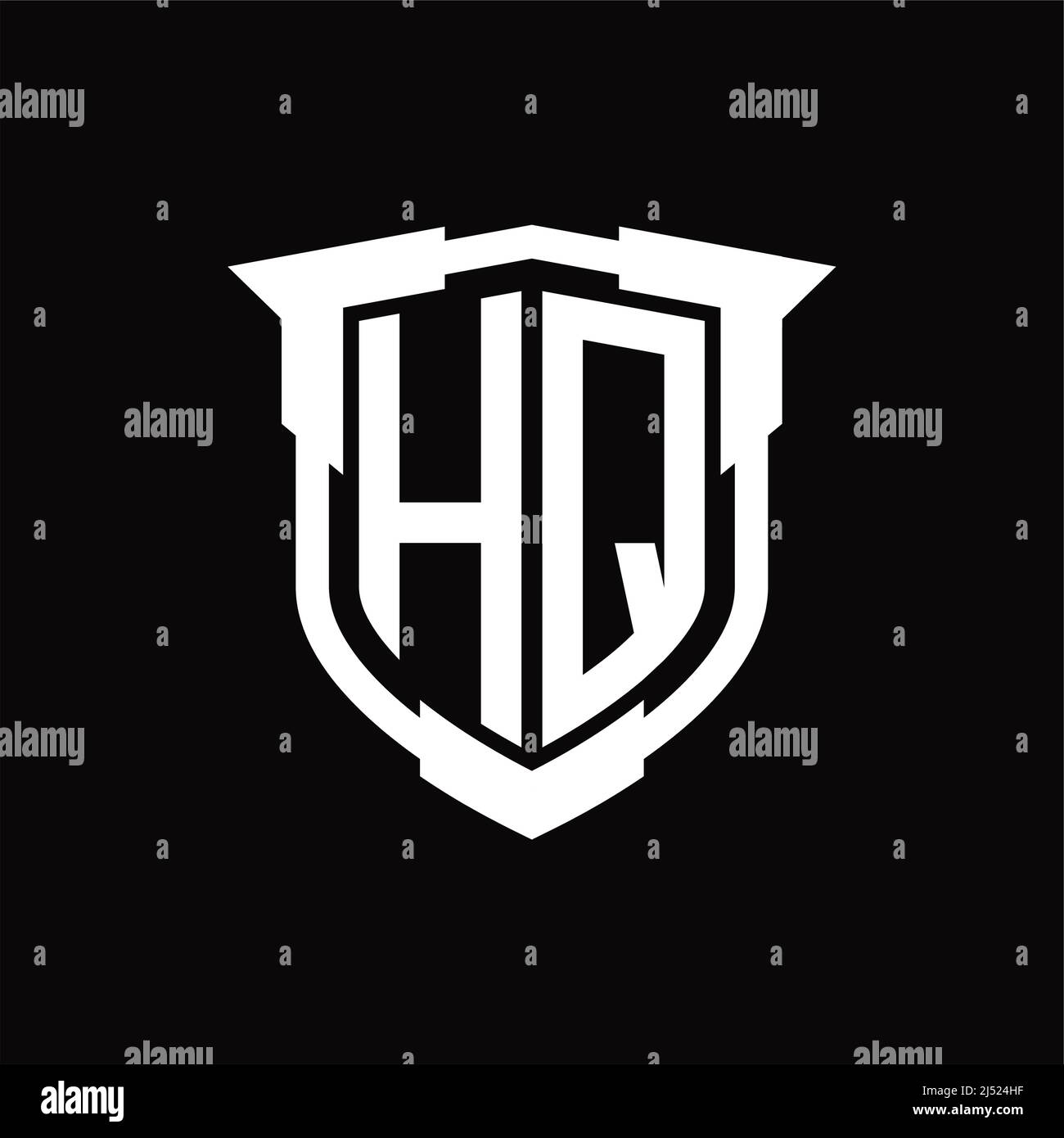 HQ Logo monogram letter with shield shape design template Stock Vector