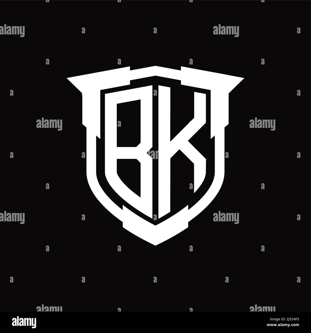 BK Logo monogram letter with shield shape design template Stock Vector