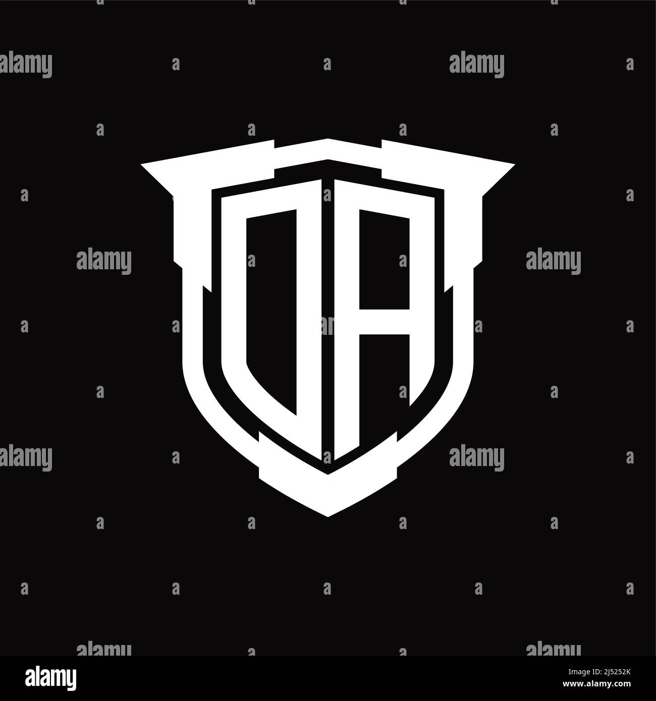 DA Logo monogram letter with shield shape design template Stock Vector ...