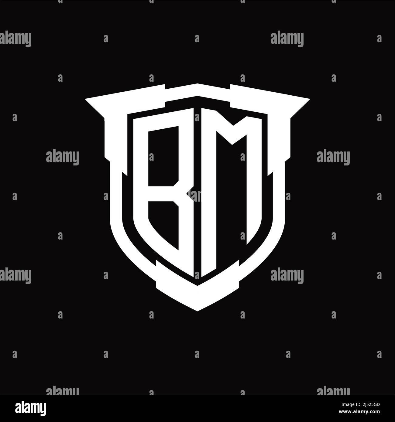 BM Logo monogram letter with shield and slice style design