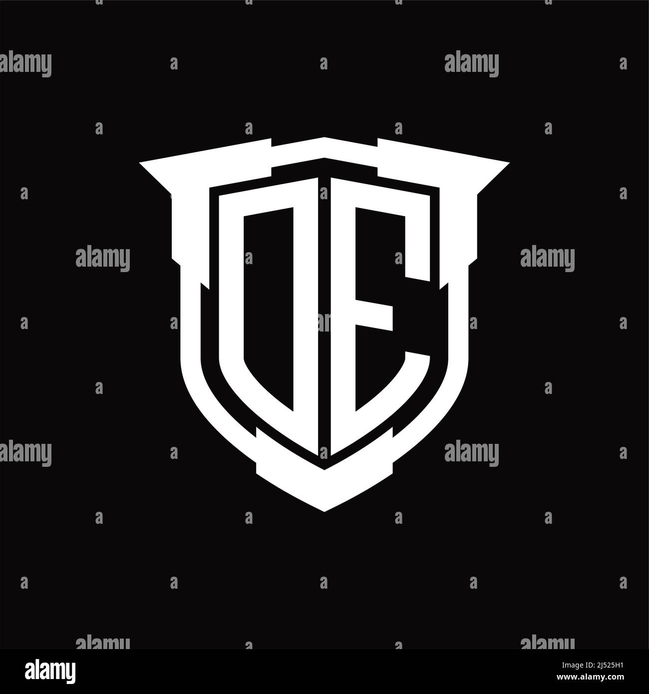 DE Logo monogram letter with shield shape design template Stock Vector ...