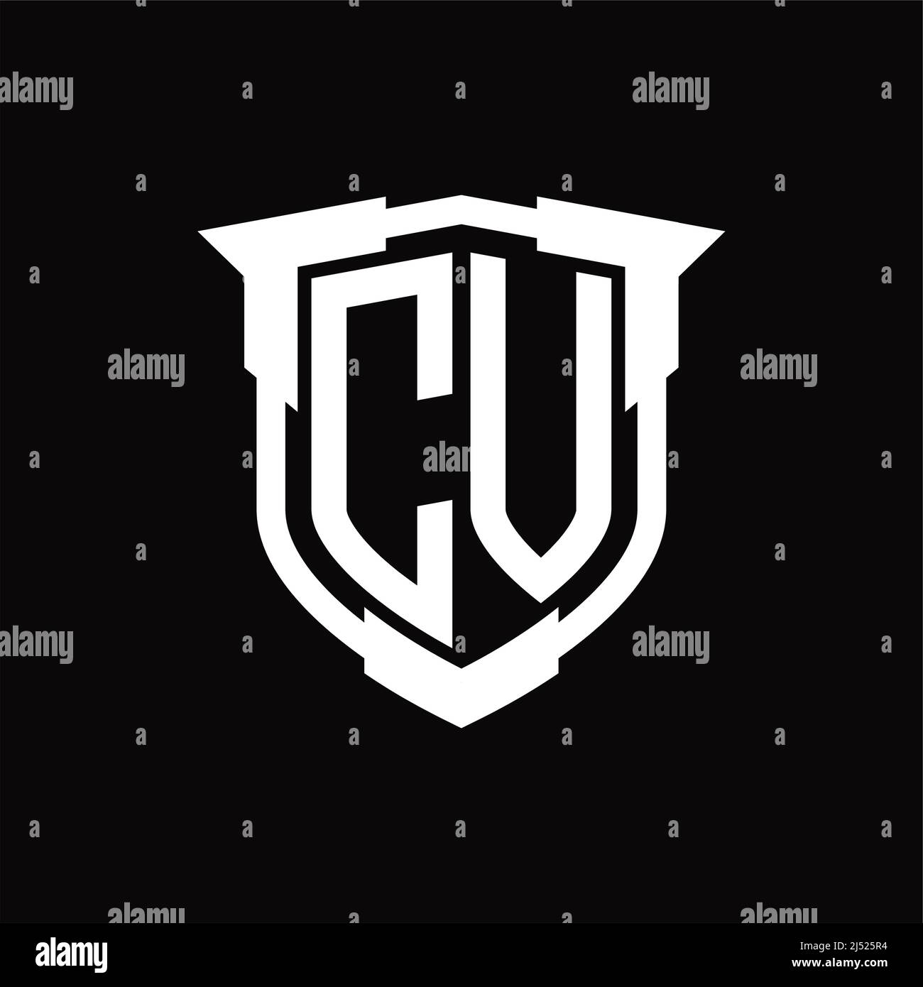 CV Logo monogram letter with shield shape design template Stock Vector ...