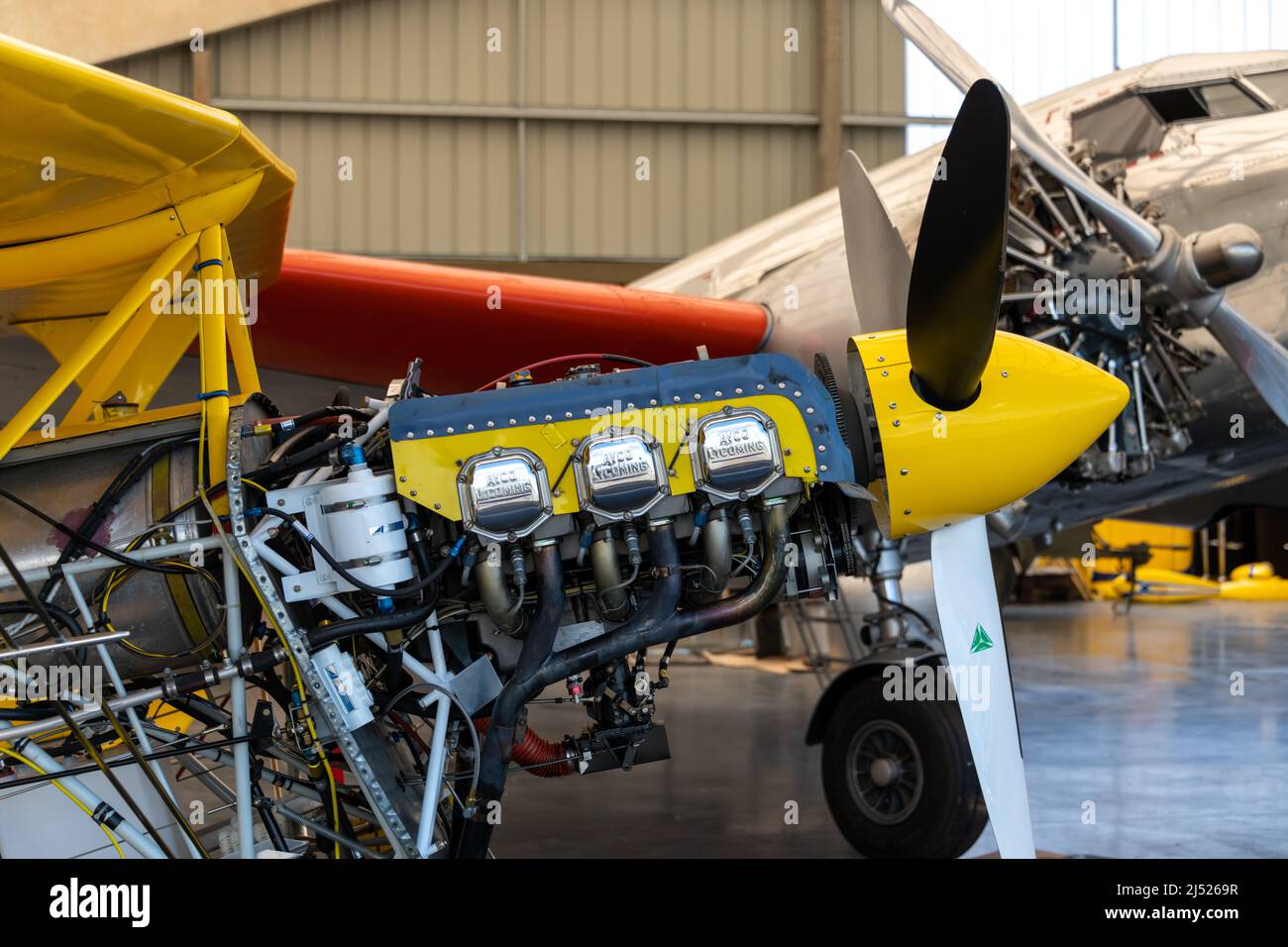 The AVCO 6 cylinder engine on a Pitts S2B Special Stock Photo