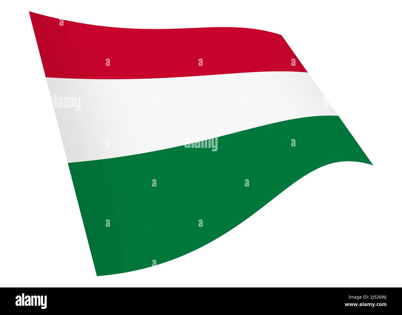 Hungary waving flag 3d illustration isolated on white with clipping path Stock Photo