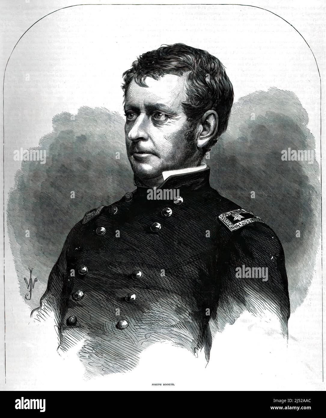Joseph Hooker, Union Army General in the American Civil War. 19th century illustration. Stock Photo