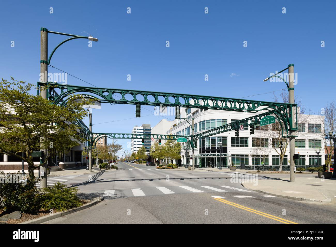 Everett, WA, USA April 17, 2022; Green Quadrangle structure at the