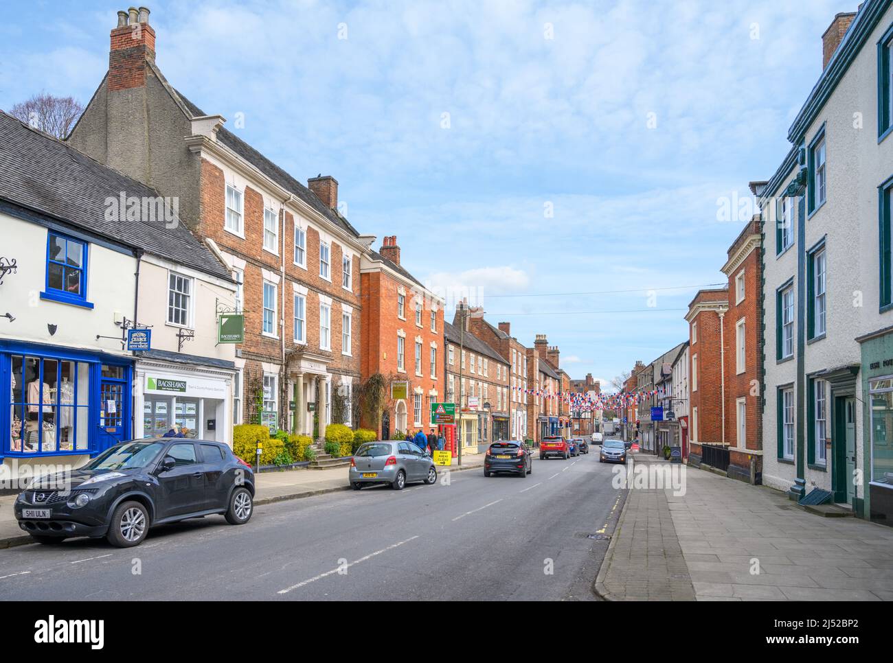 Church Street in the centre of Ashbourne, Peak District, Derbyshire, England, UK Stock Photo