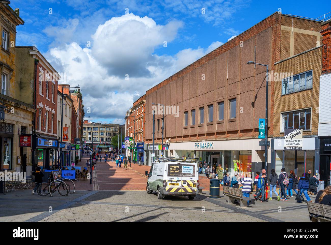 Corn Market in the city centre, Derby, Derbyshire, England, UK Stock Photo