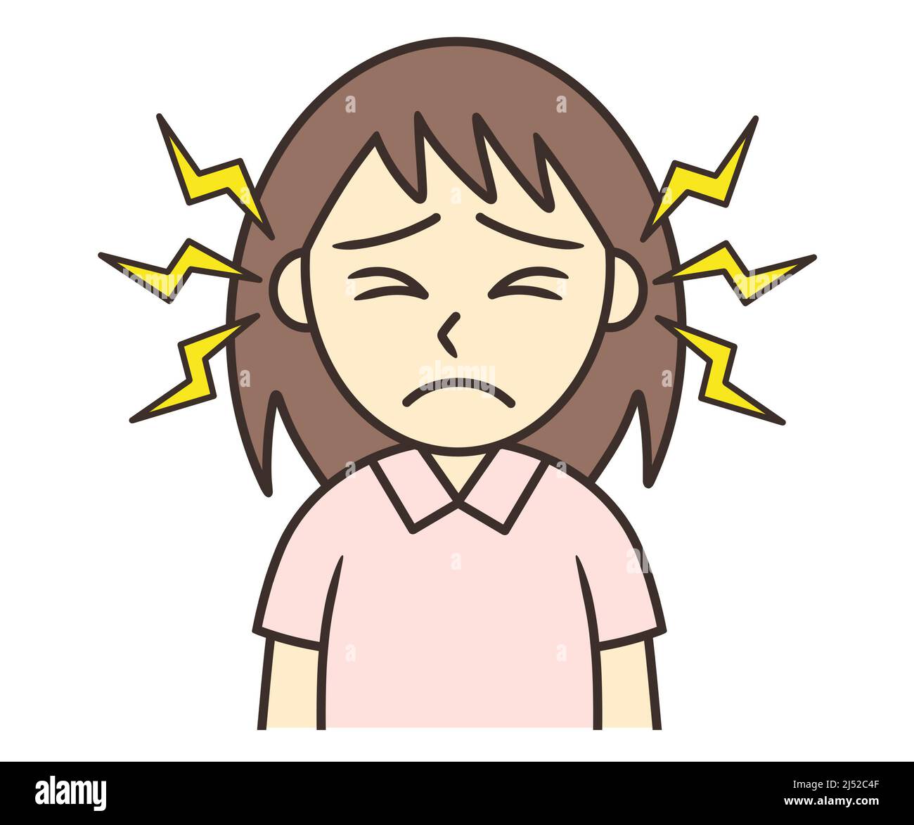A young woman suffering from tinnitus Stock Photo