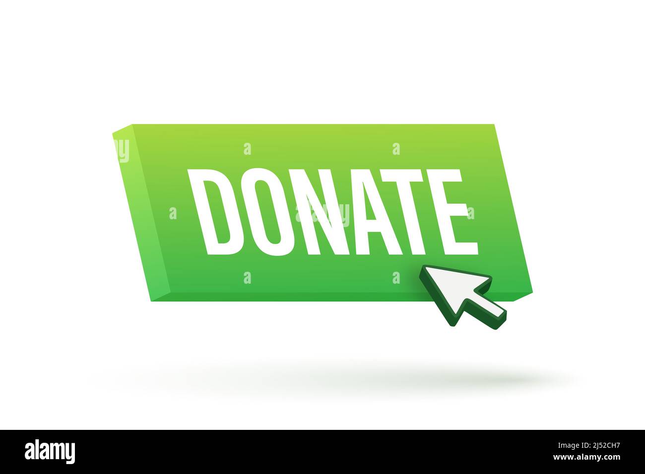 Donate with cursor button. Internet icon. Pointer click icon. Vector stock illustration. Stock Vector