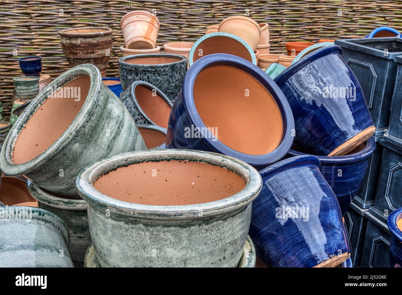 Frost proof garden pots for sale at a garden centre Stock Photo Alamy