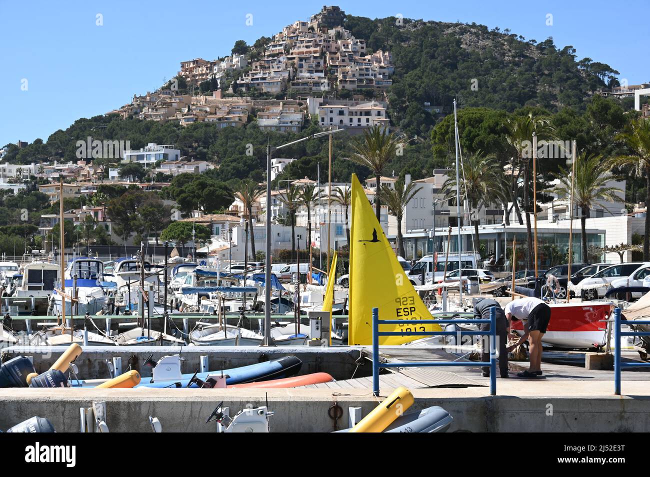 Boat docks in Port de Andratx on Mallorca Stock Photo