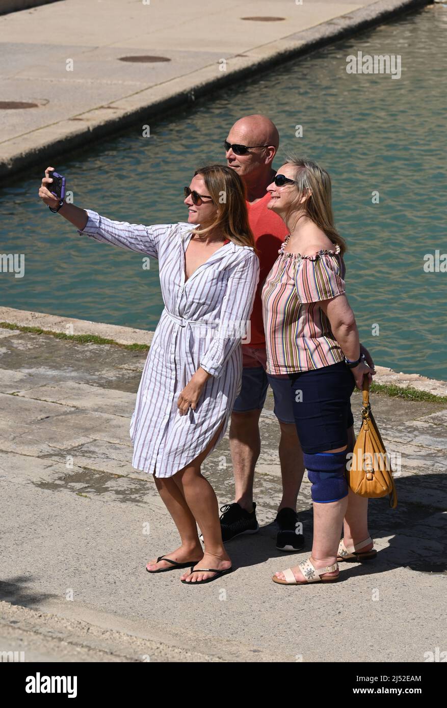 Tourists in Mallorca take a selfie Stock Photo