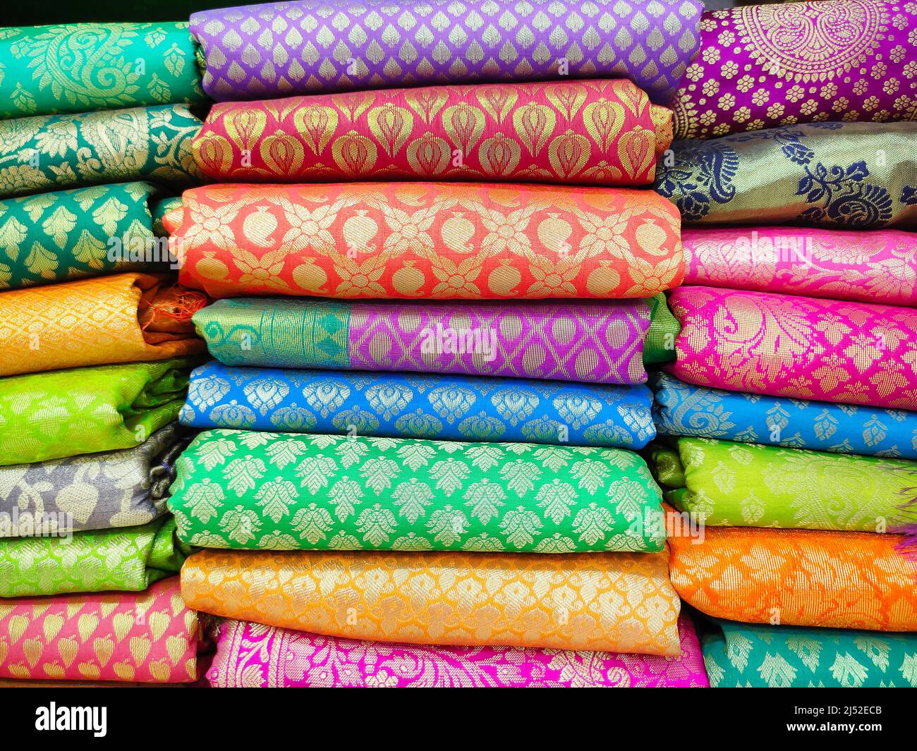 Indian fabric with Indian patterns close up Stock Photo by