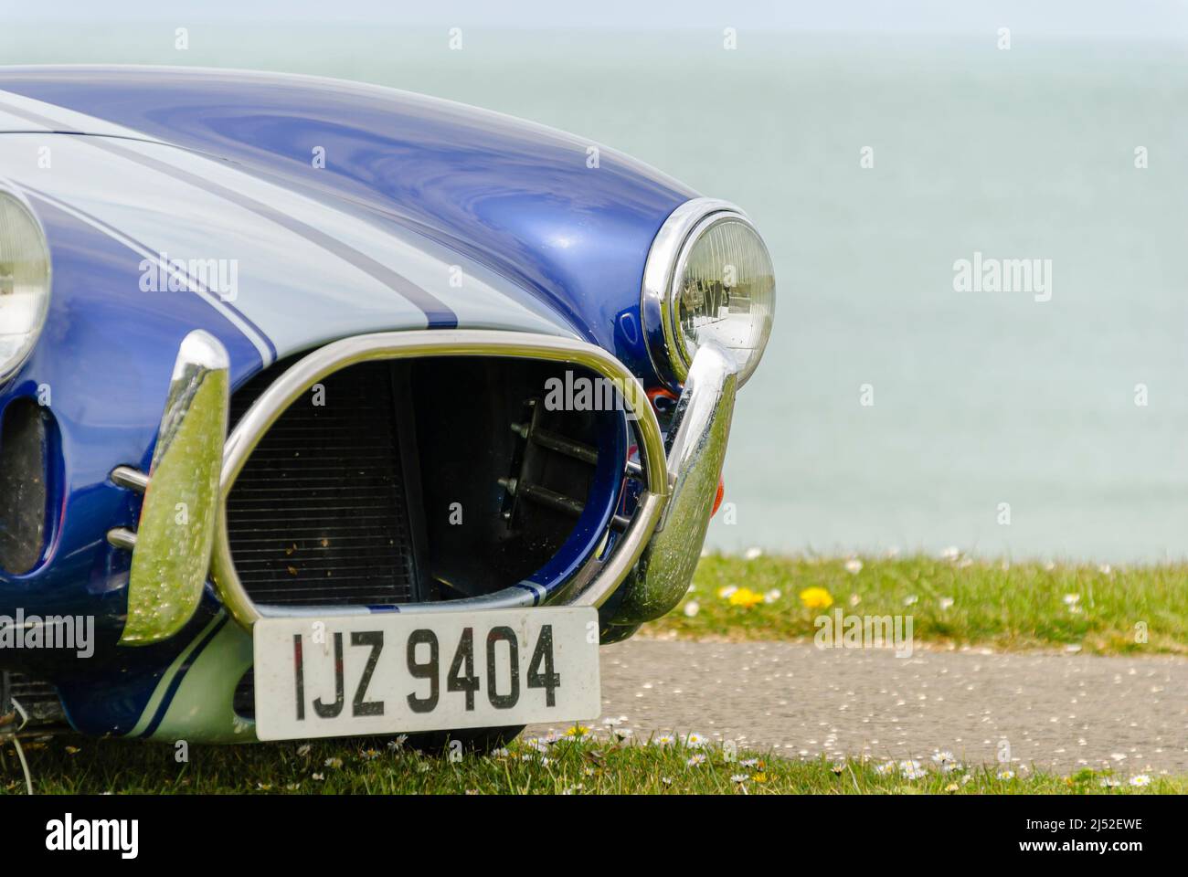 Front lights and bumper on a 427 Cobra Replica kit car. Stock Photo