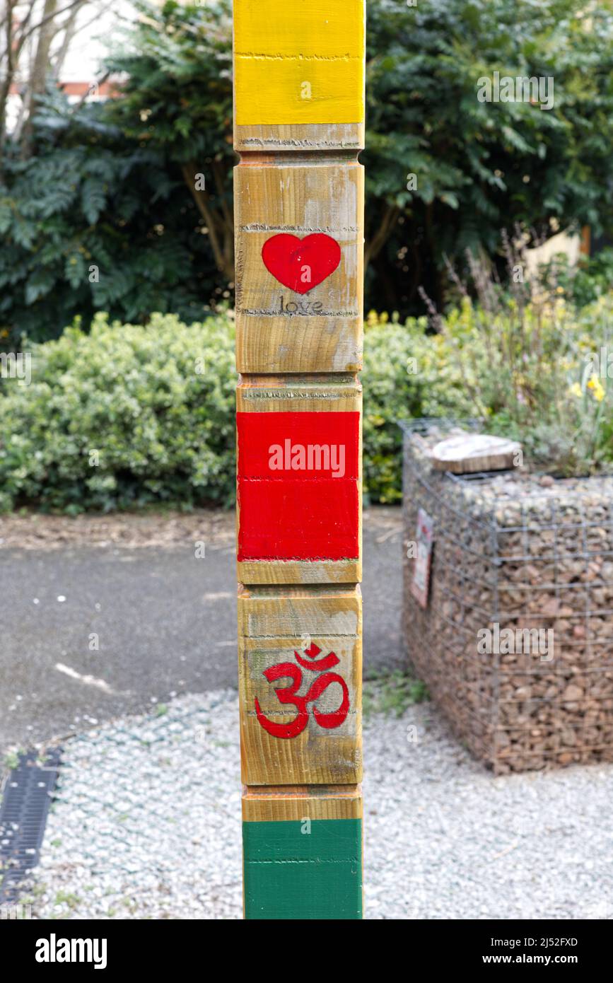 may peace prevail on earth, wooden sign post Stock Photo
