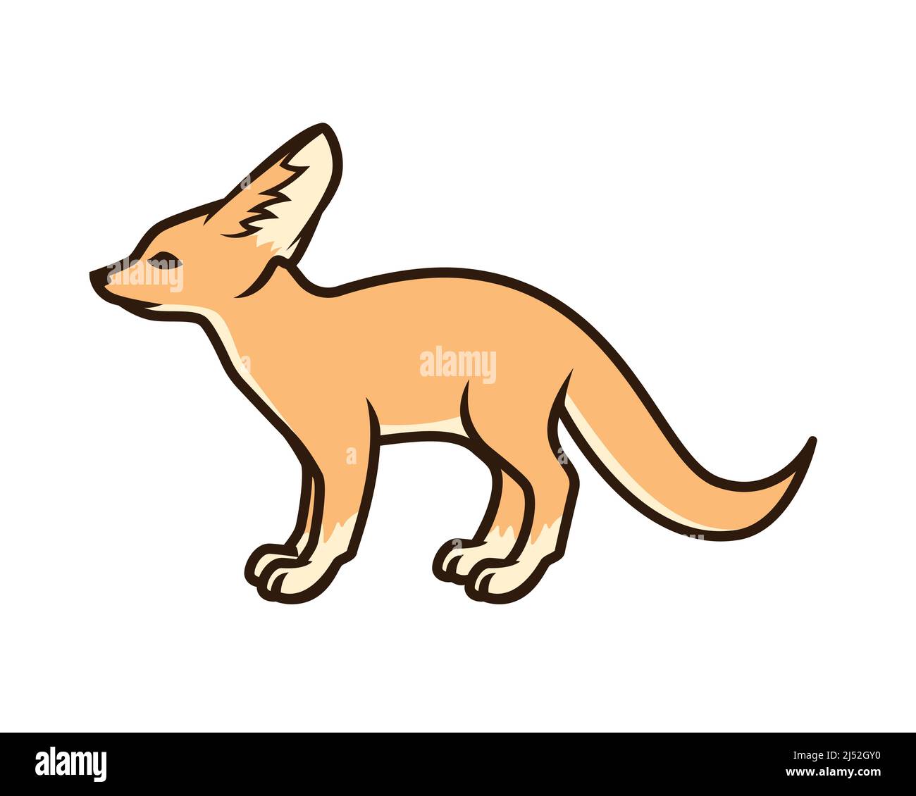 Fennec Fox with Standing Gesture Illustration Vector Stock Vector
