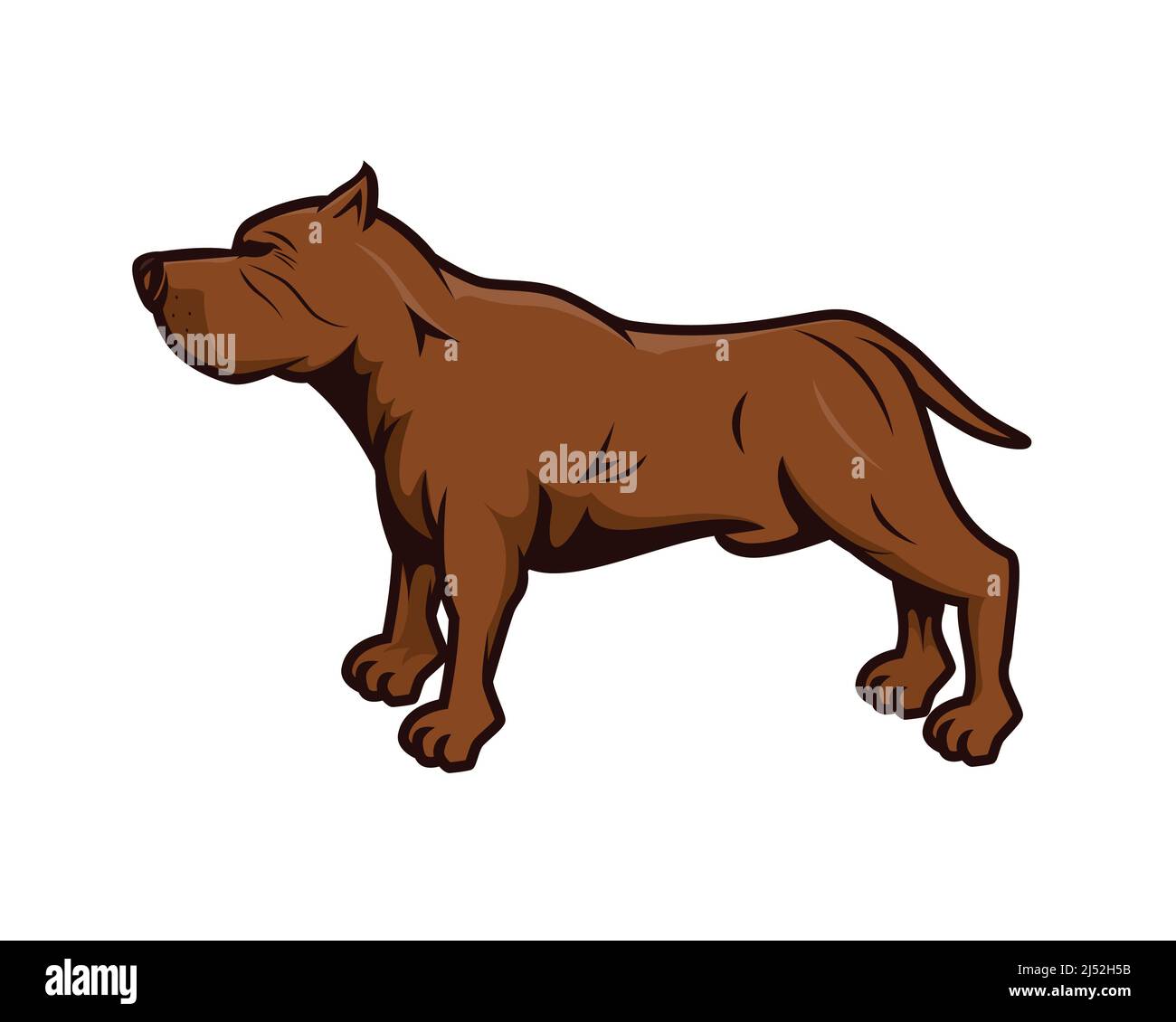 Pitbull Dog with Standing Gesture Illustration Vector Stock Vector