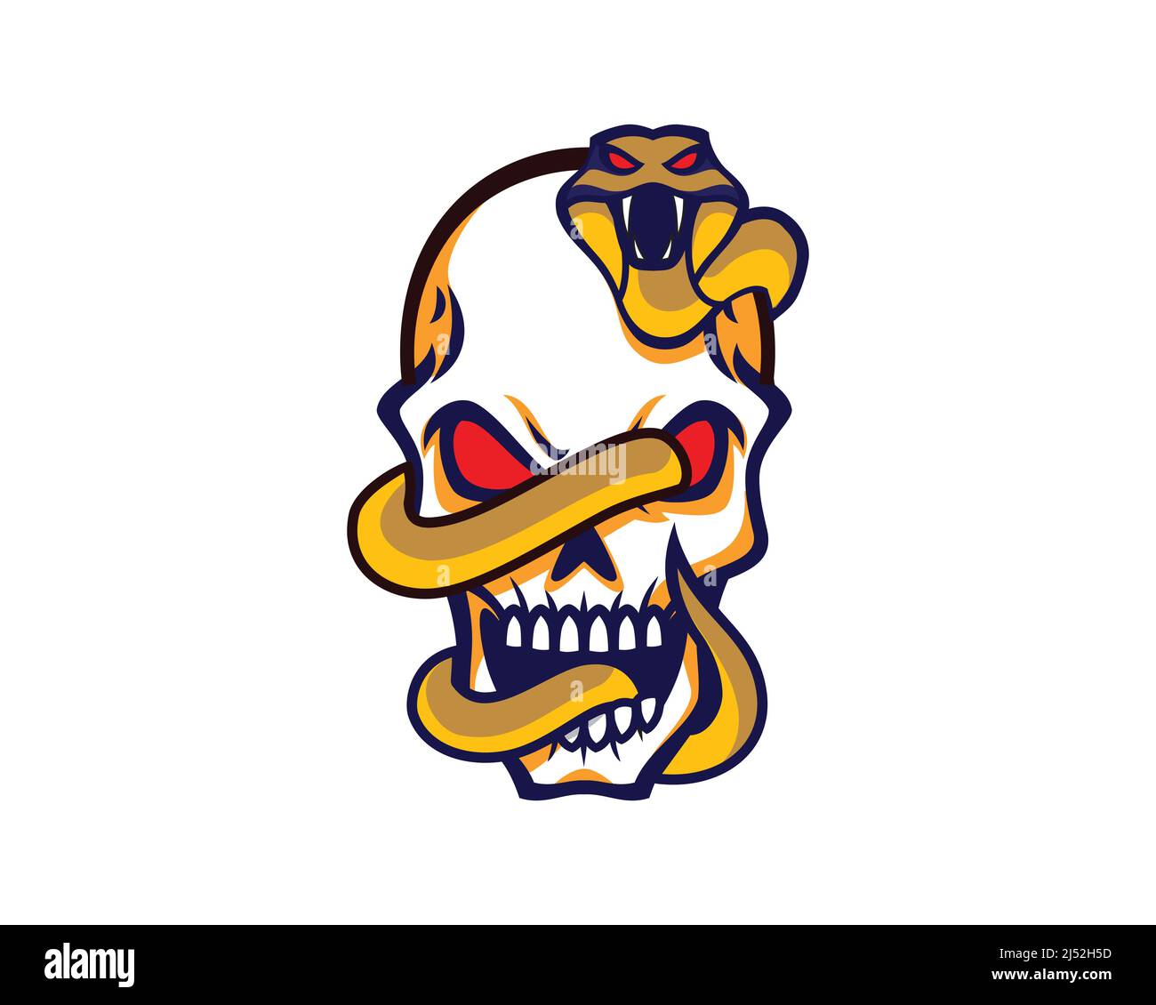 Skull Together with Swirling Snake Illustration Vector Stock Vector