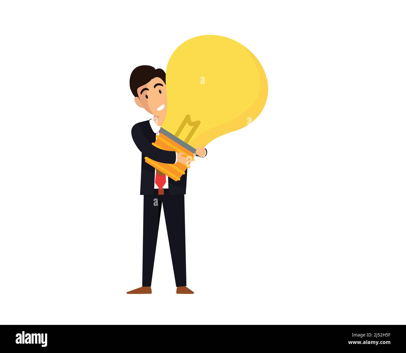 Businessman Lifting Lightbulb as Creative Idea Symbol Illustration Vector Stock Vector