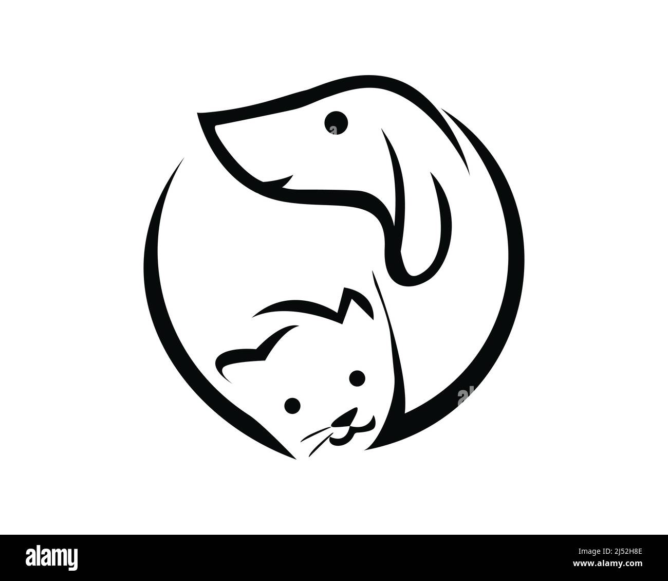 Smiling Dog and Cat Silhouette Stock Vector