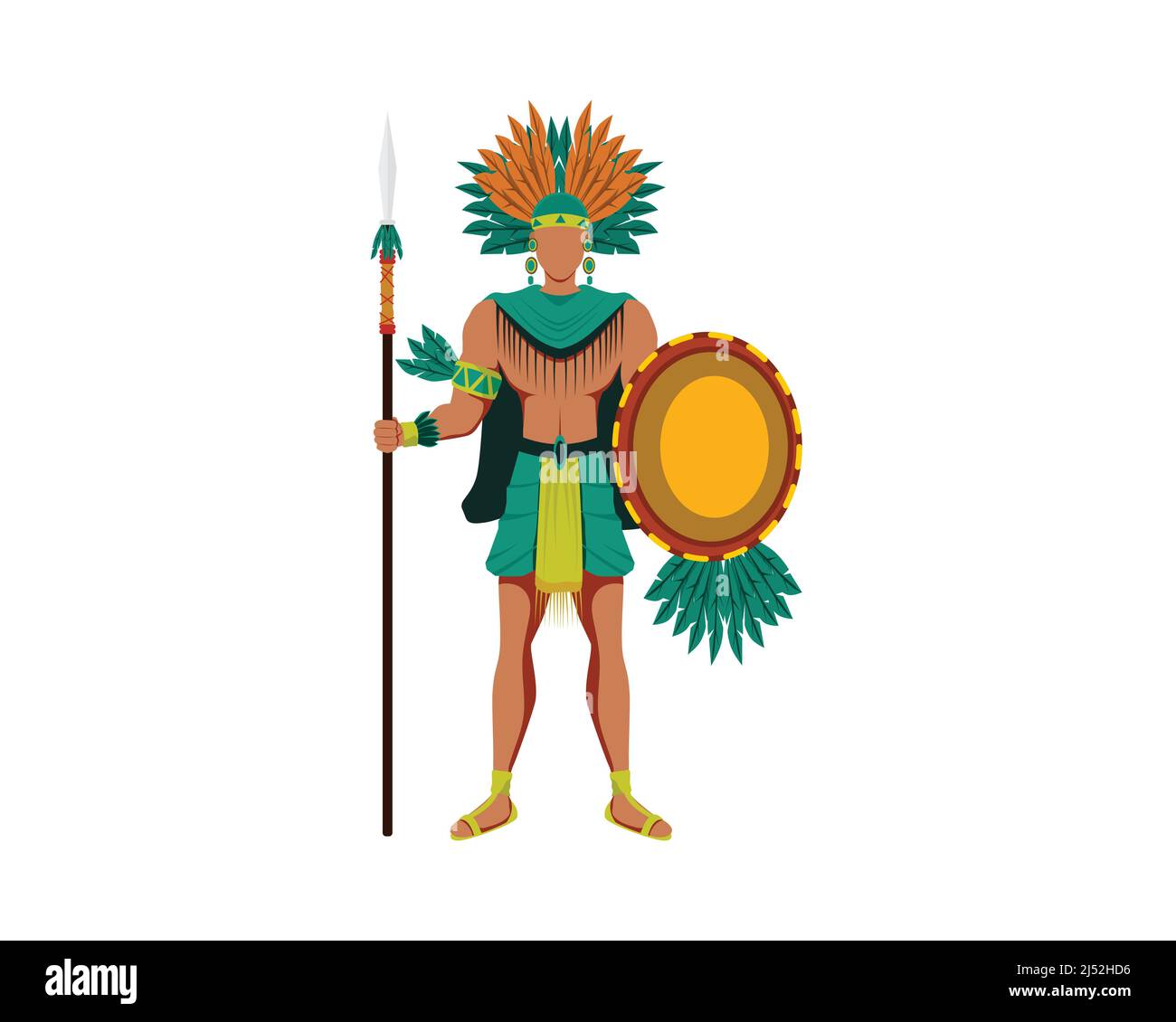 Detailed Mayan People with Standing Gesture Illustration Vector Stock Vector