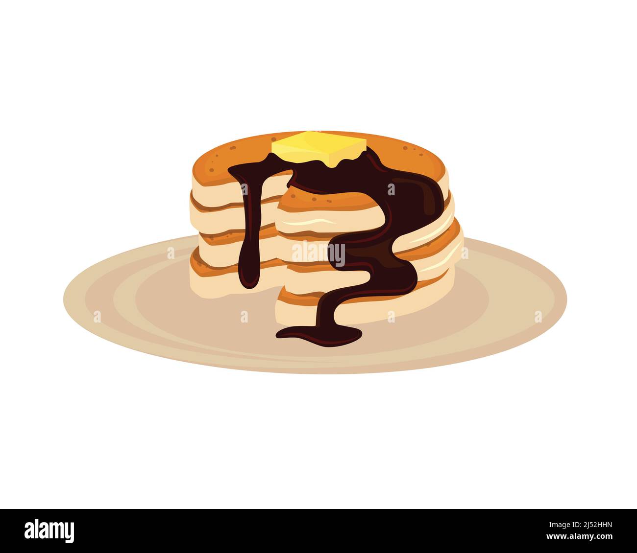Detailed Pancake on a Plate Illustration Vector Stock Vector Image