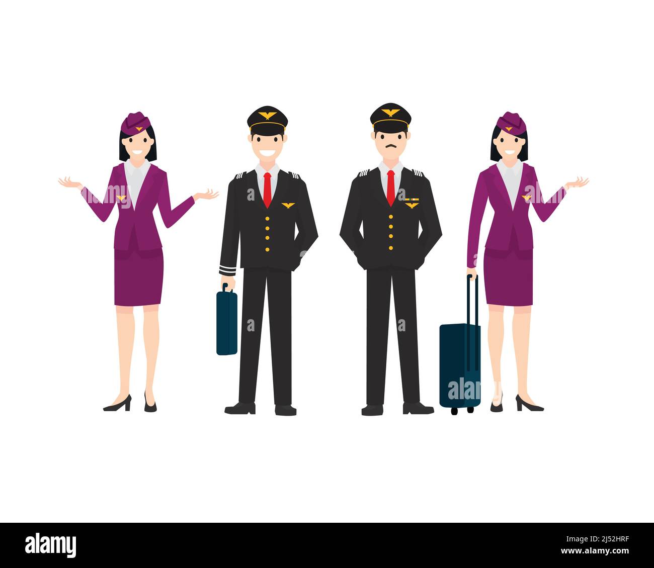 Pilots and Stewardesses Illustration Vector Stock Vector