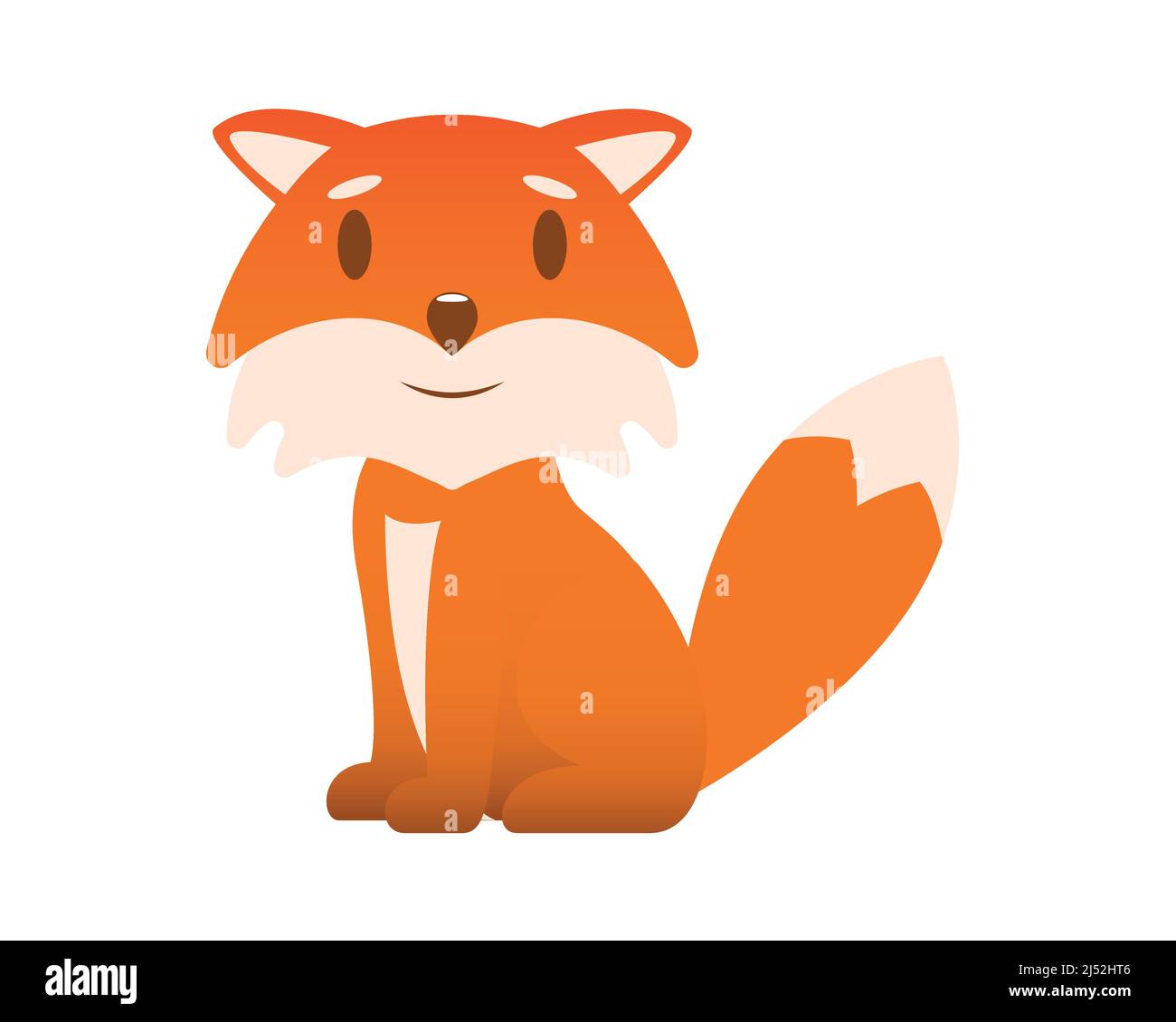 Cute and Sweet Fox with Sitting Gesture Illustration Vector Stock Vector