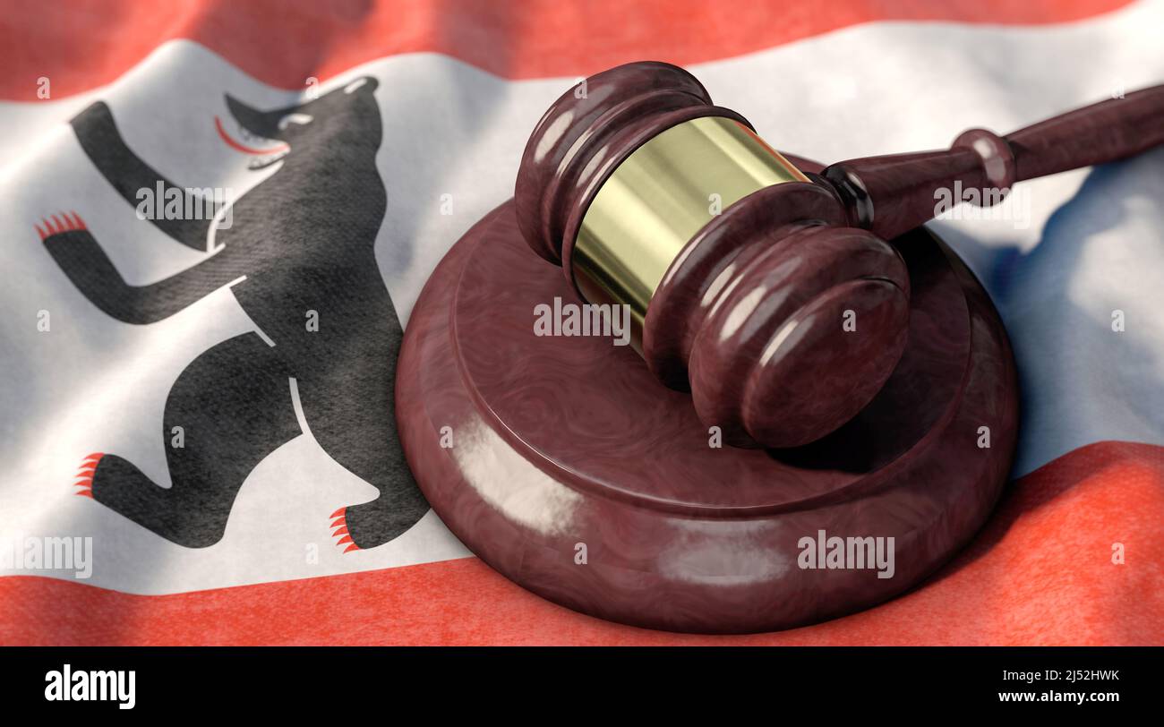 Judge's gavel on the Berlin state flag Stock Photo