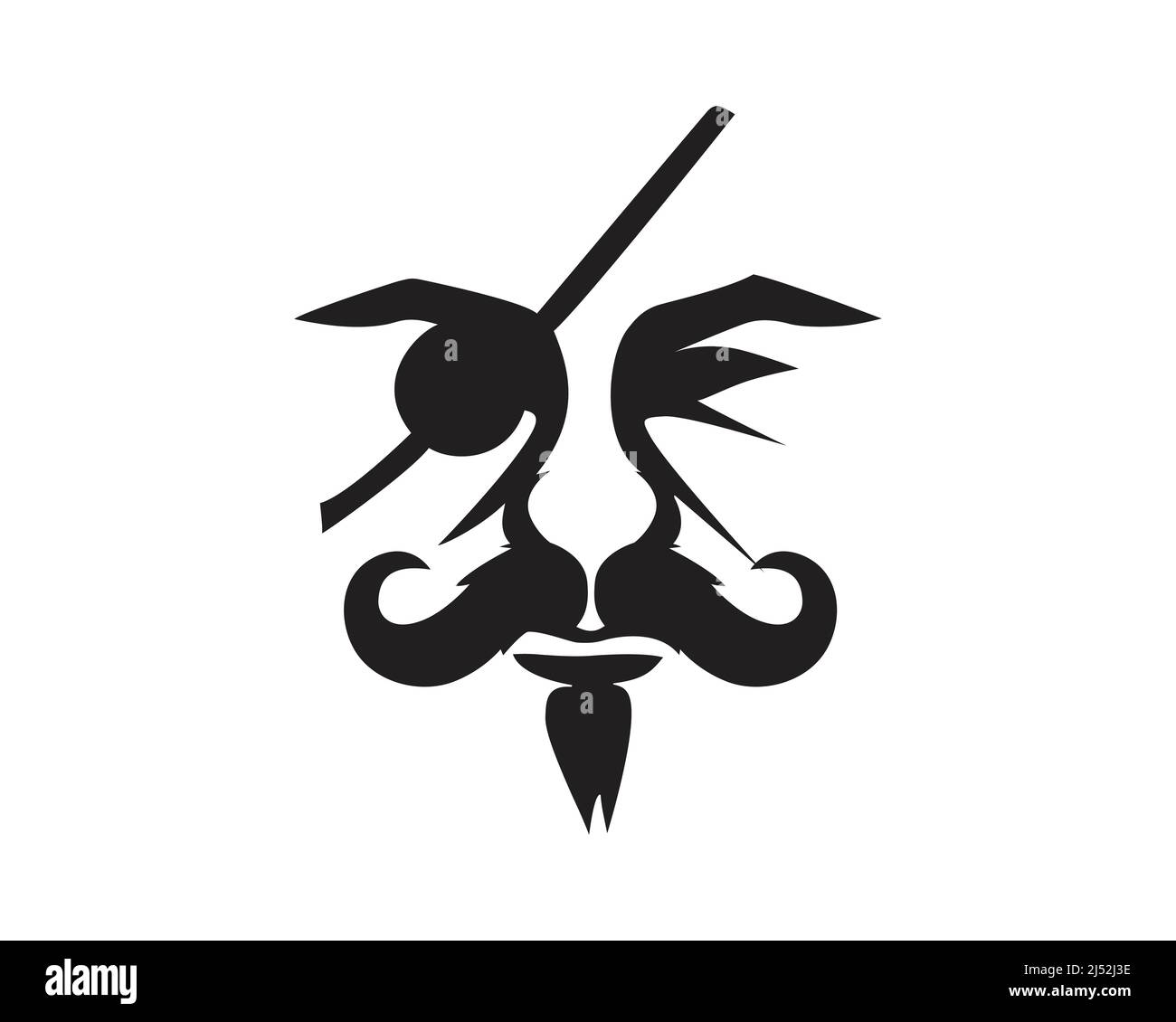 Pirate Face with Eyepatch and Calm Gesture Silhouette Stock Vector