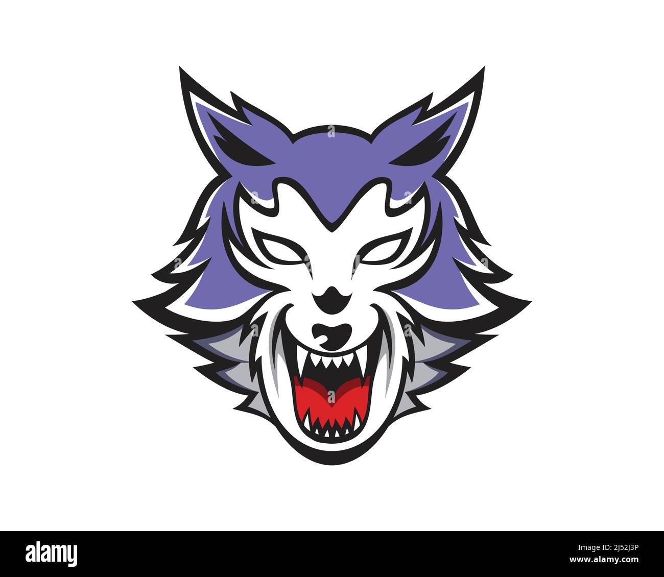 Angry Wolf Head Mascot Illustration Vector Stock Vector